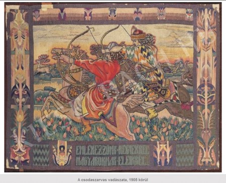 Undi Mariska (1877 - 1959) A csodaszarvas vadászata, 1905 körül (gobelin)